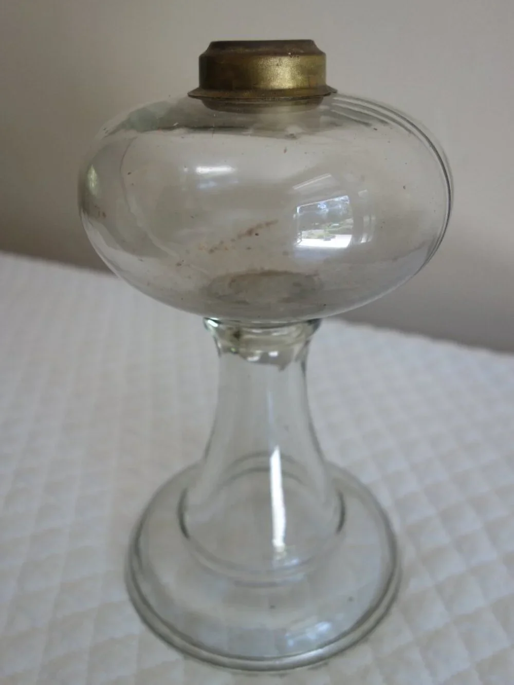 Antique / Vintage Clear Glass Oil Lamp – Base only